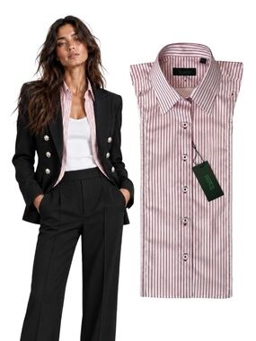 BRUNNE Button Down Shirt Dickey Compatible with Veronica Beard Blazer Sz 00-14